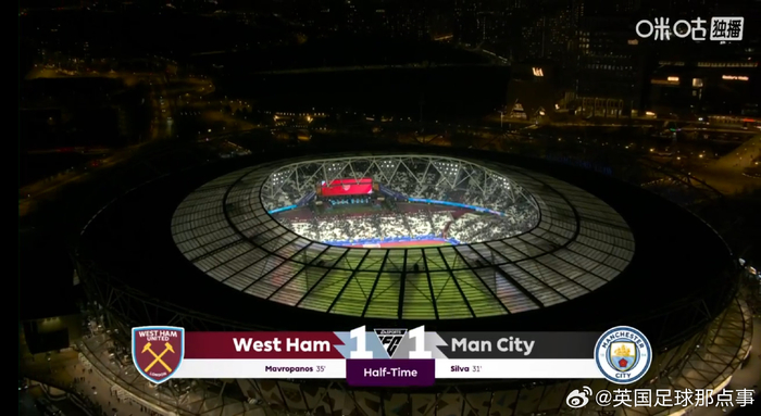 西汉姆联半场1-1曼城 战术博弈成比赛主旋律